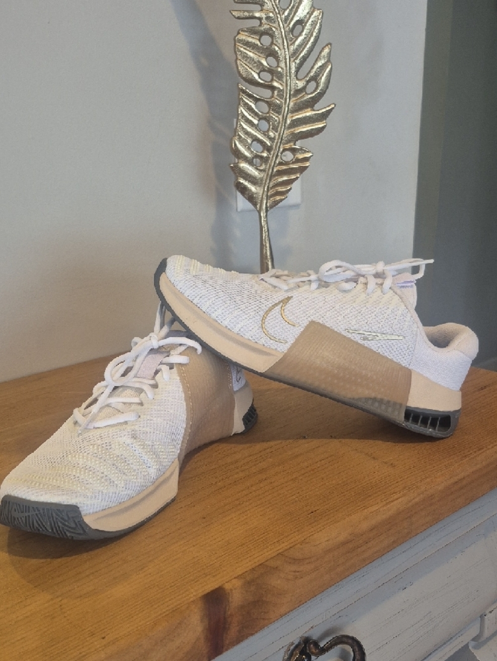 Nike Women’s Metcon White and Gold Lightweight Training Shoes
